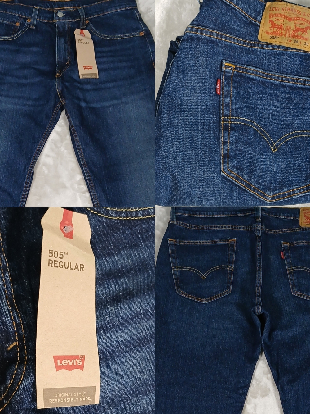 Levi's 505 Regular Fit Jeans 34x30 Men's Dark Wash NWT New